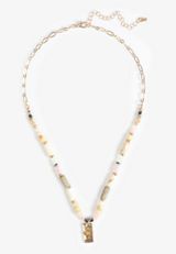 Multicolor Beaded Rectangular Pendant Necklace, MULTI, small