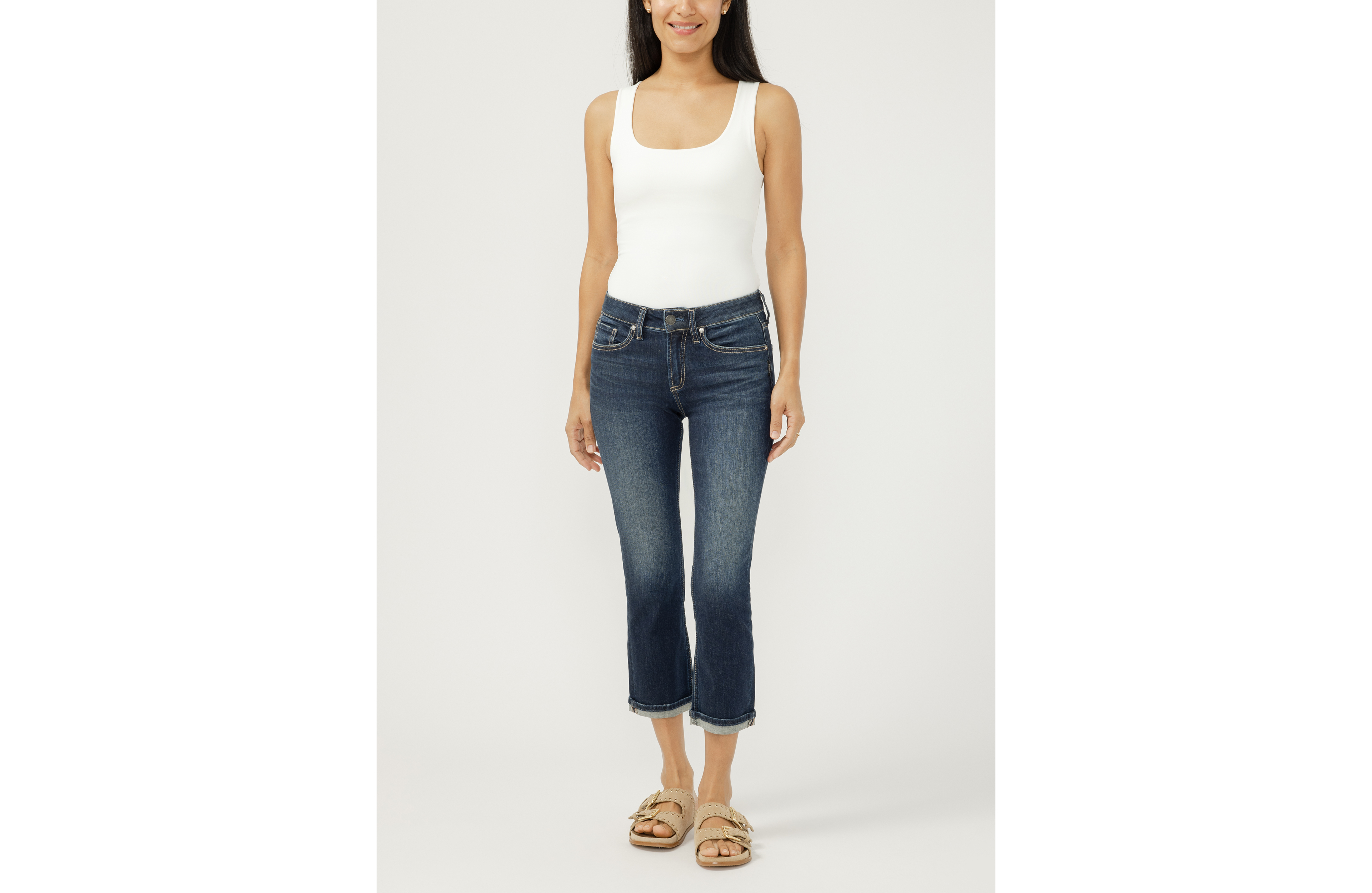 Silver Jeans Co.® Suki Curvy Mid Rise Cuffed Hem Cropped Jean