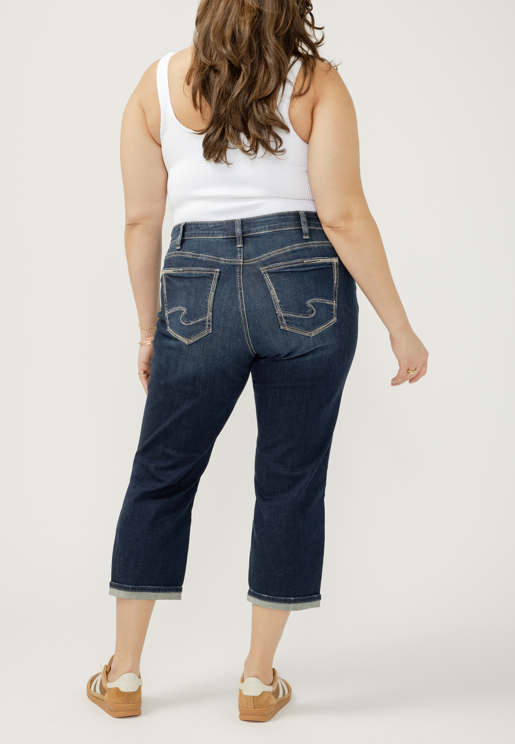 Plus Size Silver Jeans Co.&reg; Suki Curvy Mid Rise Cuffed Hem Cropped Jean, C258, large