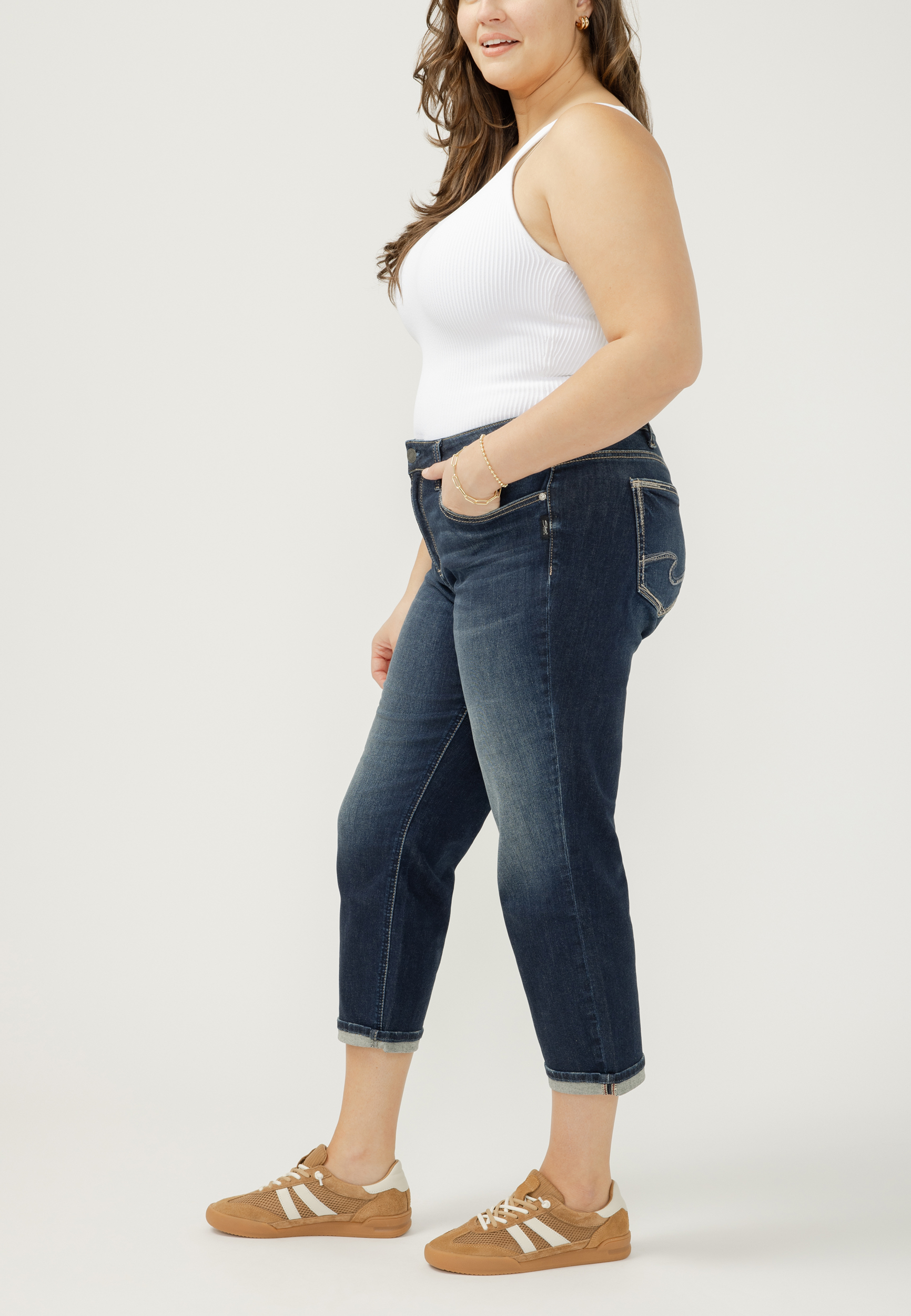 Plus Size Silver Jeans Co.&reg; Suki Curvy Mid Rise Cuffed Hem Cropped Jean, C258, large