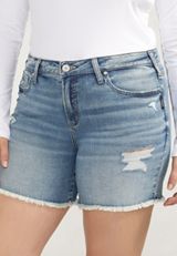 Plus Size Silver Jeans Co.&reg; Suki Curvy Mid Rise Luxe Stretch Frayed Hem 5.5in Short, C3337, small