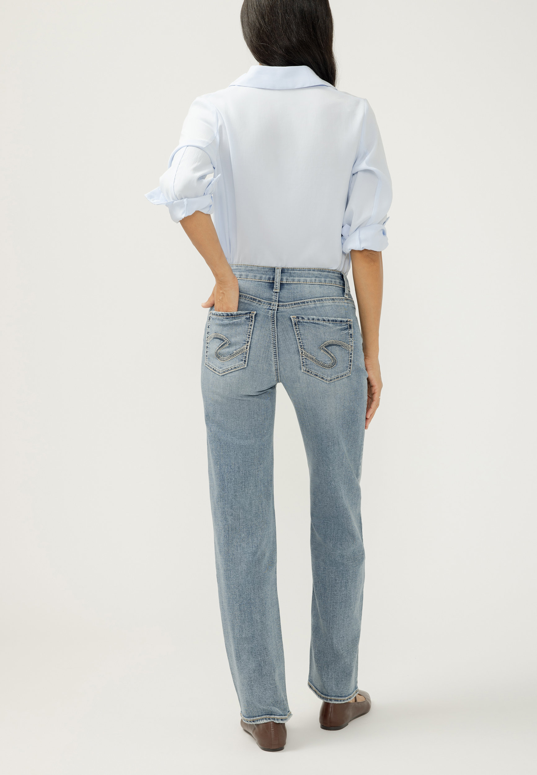 Silver Jeans Co.&reg; Avery Curvy High Rise Luxe Stretch Relaxed Straight Jean, C2806, large