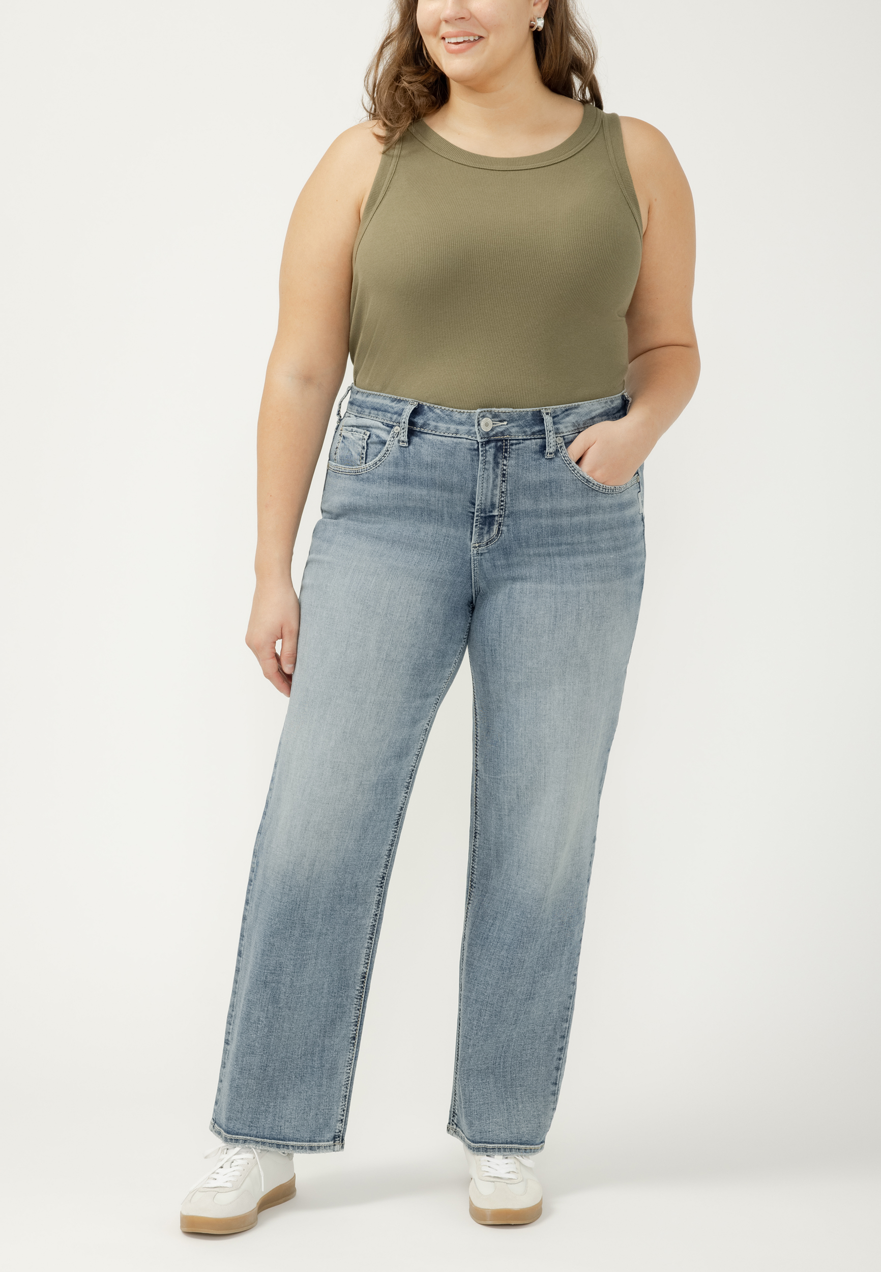 Plus Size Silver Jeans Co.&reg; Avery Curvy High Rise Luxe Stretch Relaxed Straight Jean