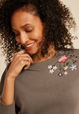 Floral Embroidered Relaxed Fit Sweatshirt, C8353, small