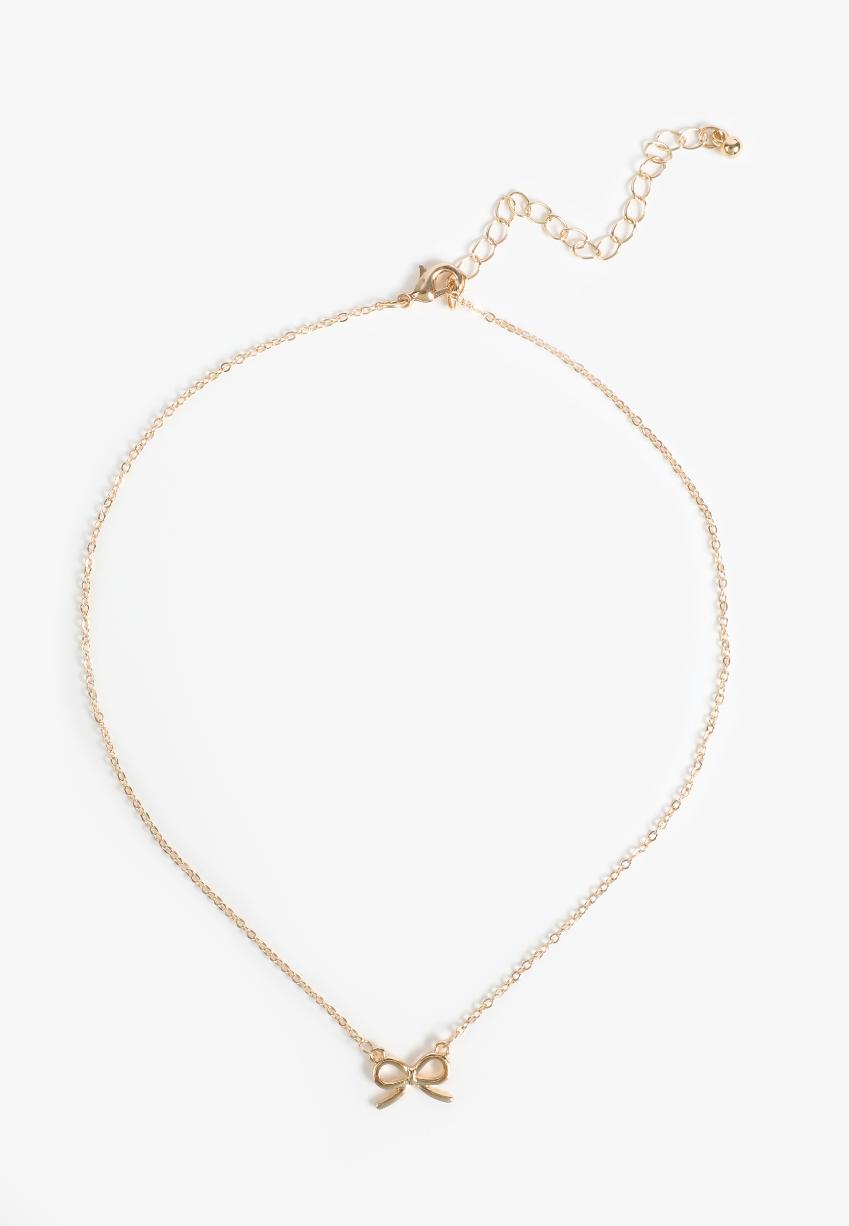 Dainty Bow Necklace Pendant Necklace, GOLD, large