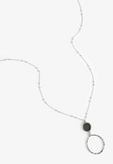 Silver Double Circle Pendant Necklace, C431, small