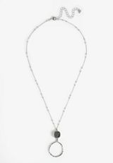 Silver Double Circle Pendant Necklace, C431, small
