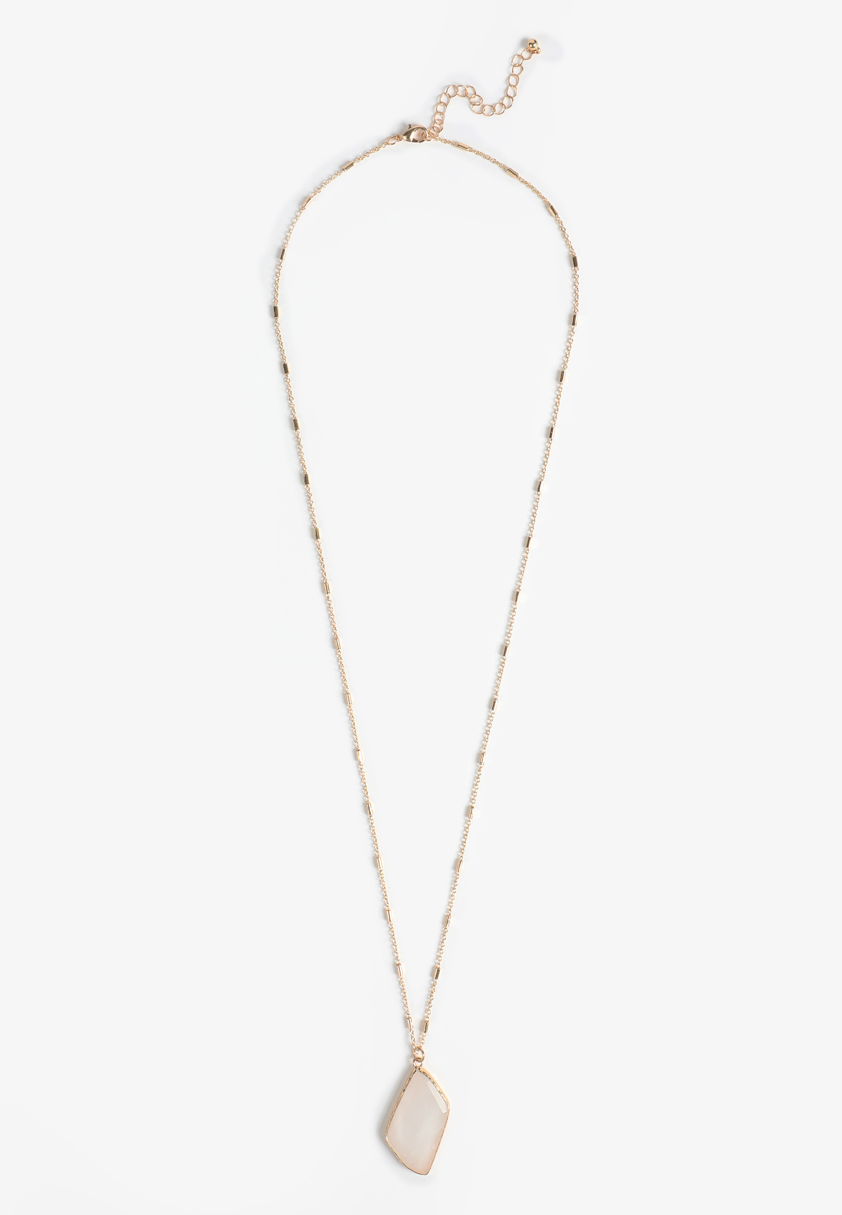 Genuine Crystal Quartz Pendant Necklace, GOLD, large