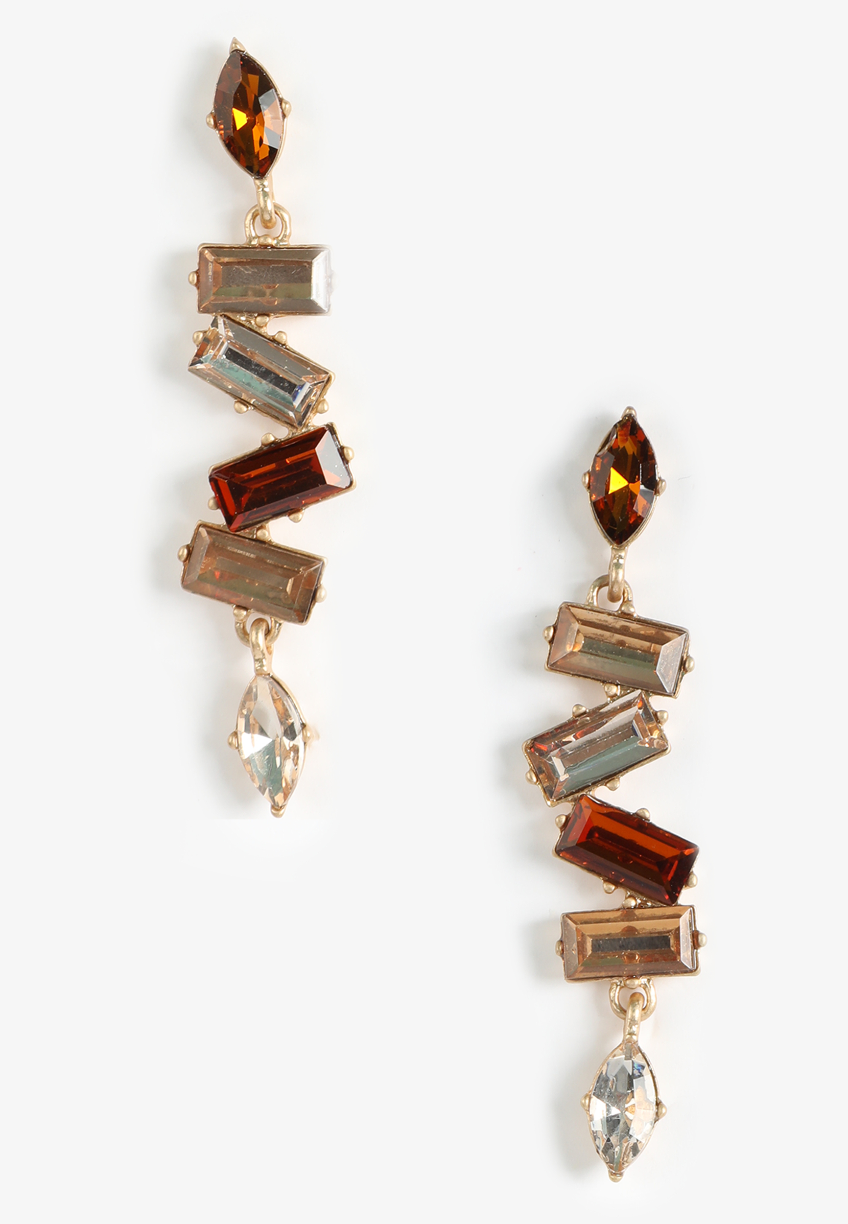 Mixed Brown Gemstone Drop Earrings