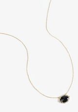Faux Black Onyx Pendant Necklace, GOLD, small