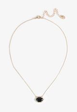 Faux Black Onyx Pendant Necklace, GOLD, small