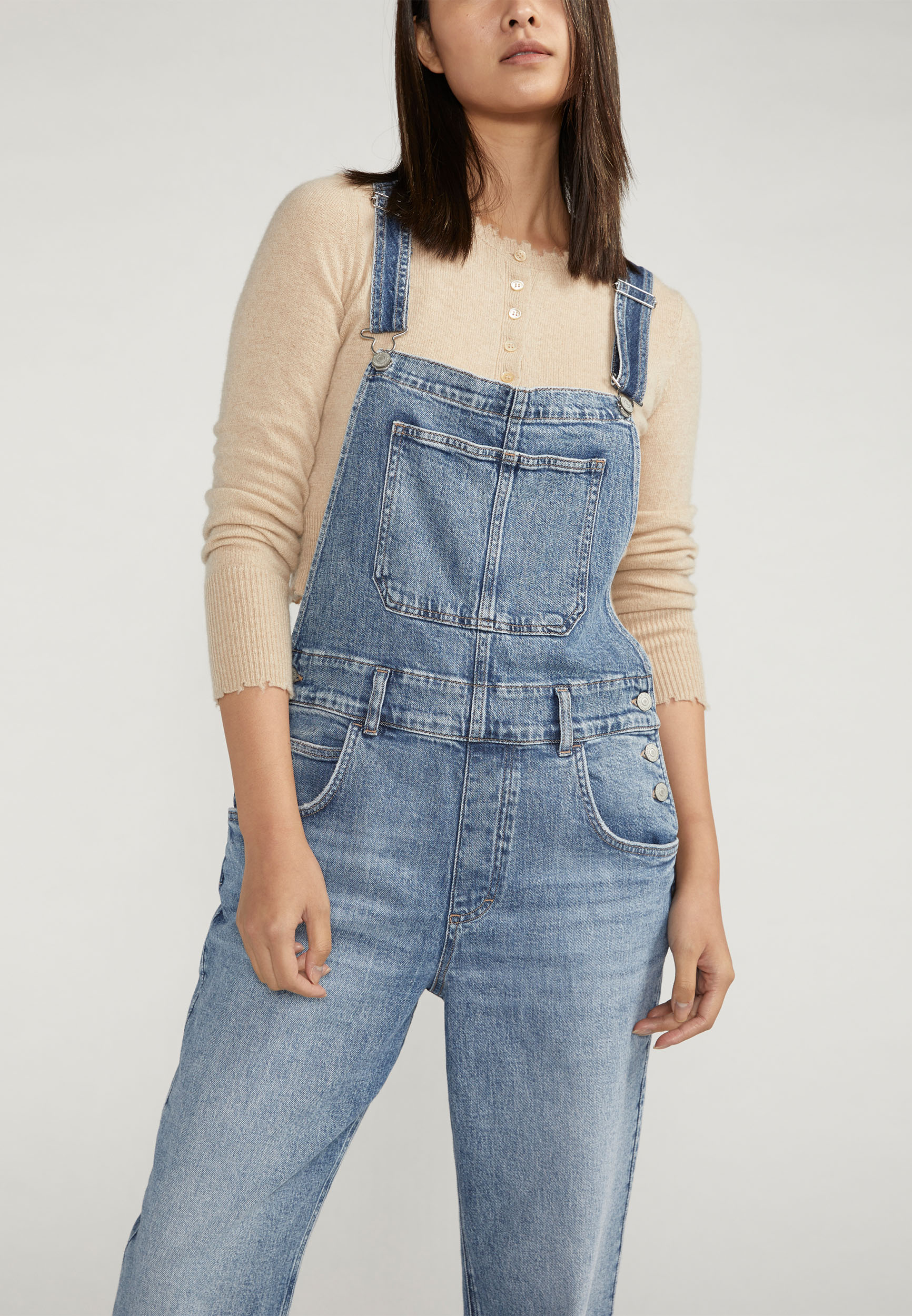 Silver Jeans Co.&reg; Low Stretch Baggy Cuffed Hem Straight Overalls, C2806, large