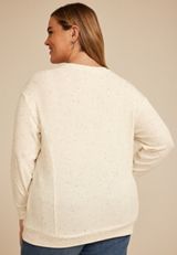 Plus Size 24/7 Hacci Speckled Long Sleeve Tee, ECRU COMBO, small