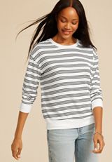 24/7 Hacci Striped Long Sleeve Tee, WHITE COMBO, small