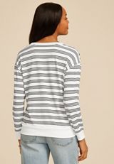 24/7 Hacci Striped Long Sleeve Tee, WHITE COMBO, small