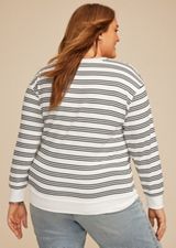 Plus Size 24/7 Hacci Striped Long Sleeve Tee, C1939, small
