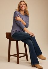 24/7 Hacci Ribbed Side Long Sleeve Tee, C3462, small