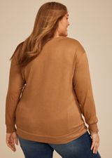 Plus Size 24/7 Hacci Ribbed Side Long Sleeve Tee, C1457, small