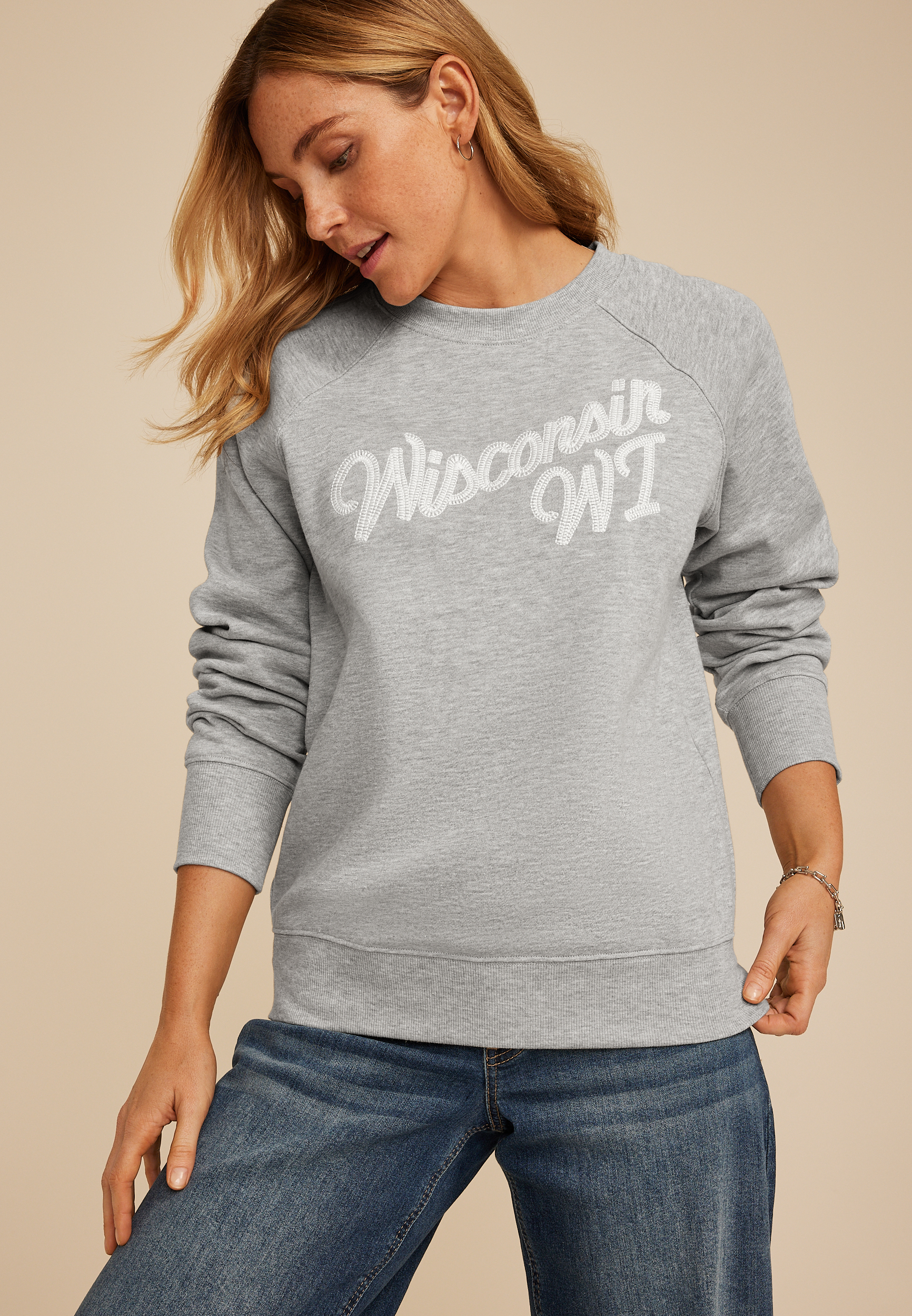 State Embroidered Crew Neck Sweatshirt - thumbnail 5