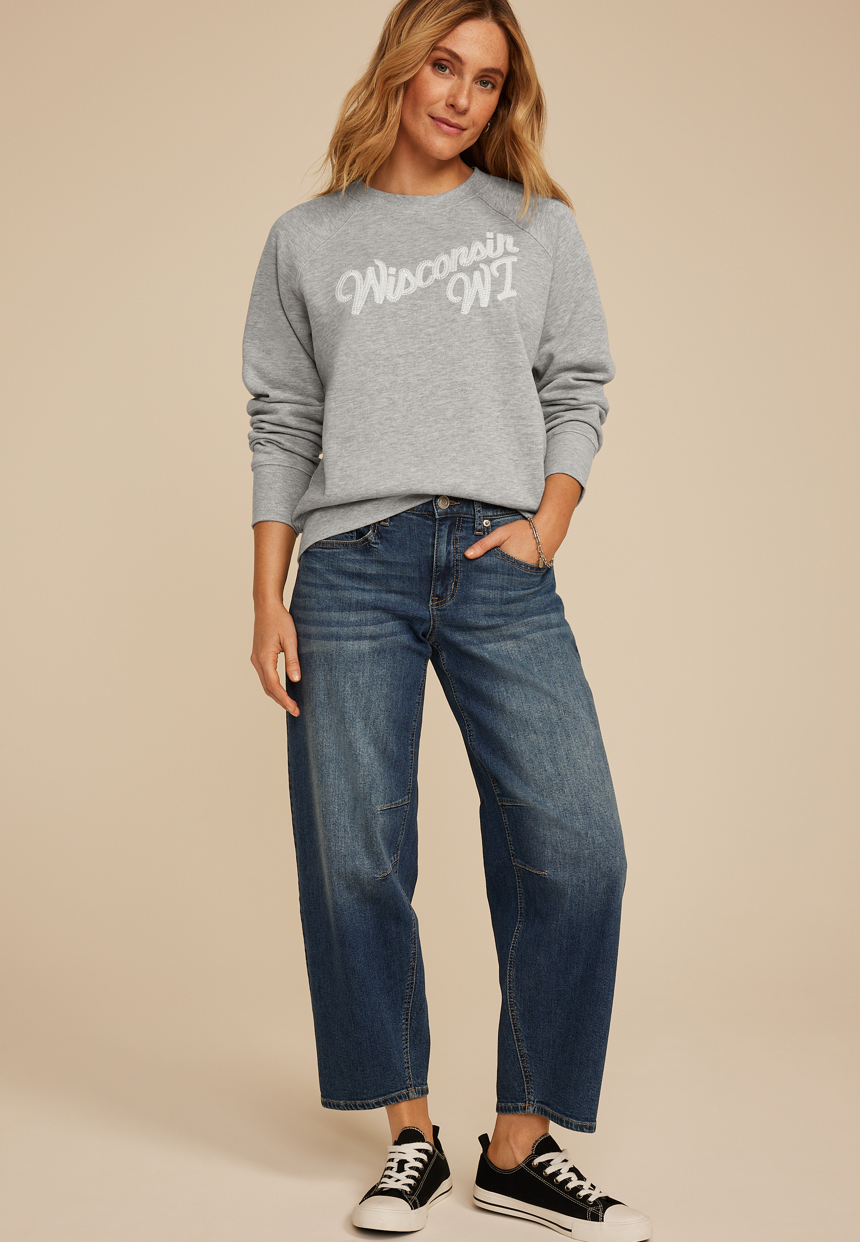 State Embroidered Crew Neck Sweatshirt - thumbnail 7