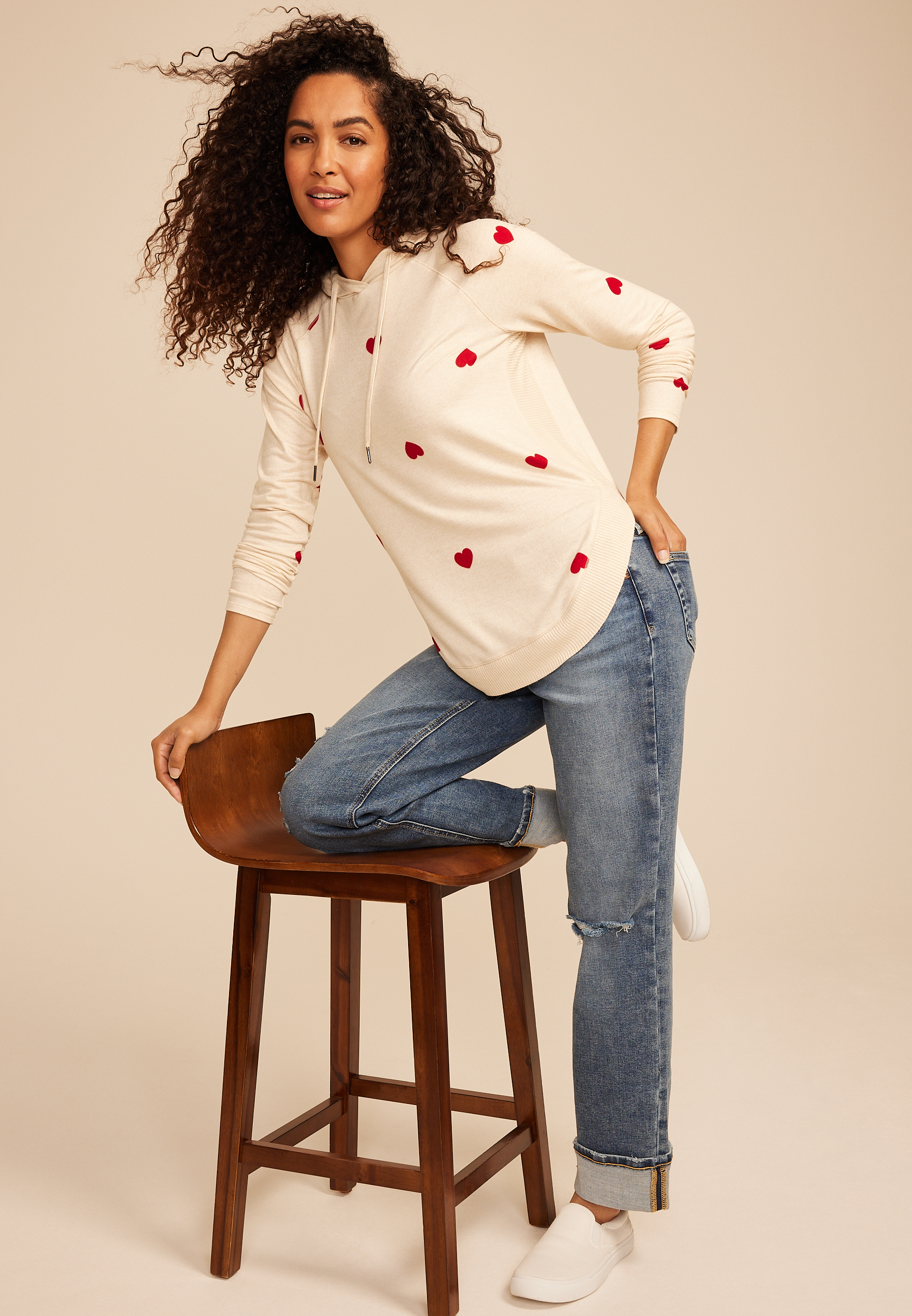Haven Heart Print Hoodie, C5249, large