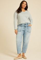 Plus Size High Rise Utility Barrel Jean, LIGHT SANDBLAST, small