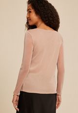 Studio Y Shimmer Mesh Long Sleeve Tee, C5590, small