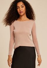 Studio Y Shimmer Mesh Long Sleeve Tee, C5590, small