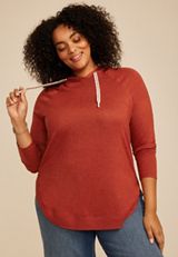 Plus Size Haven Hacci Hoodie, RED EARTH, small