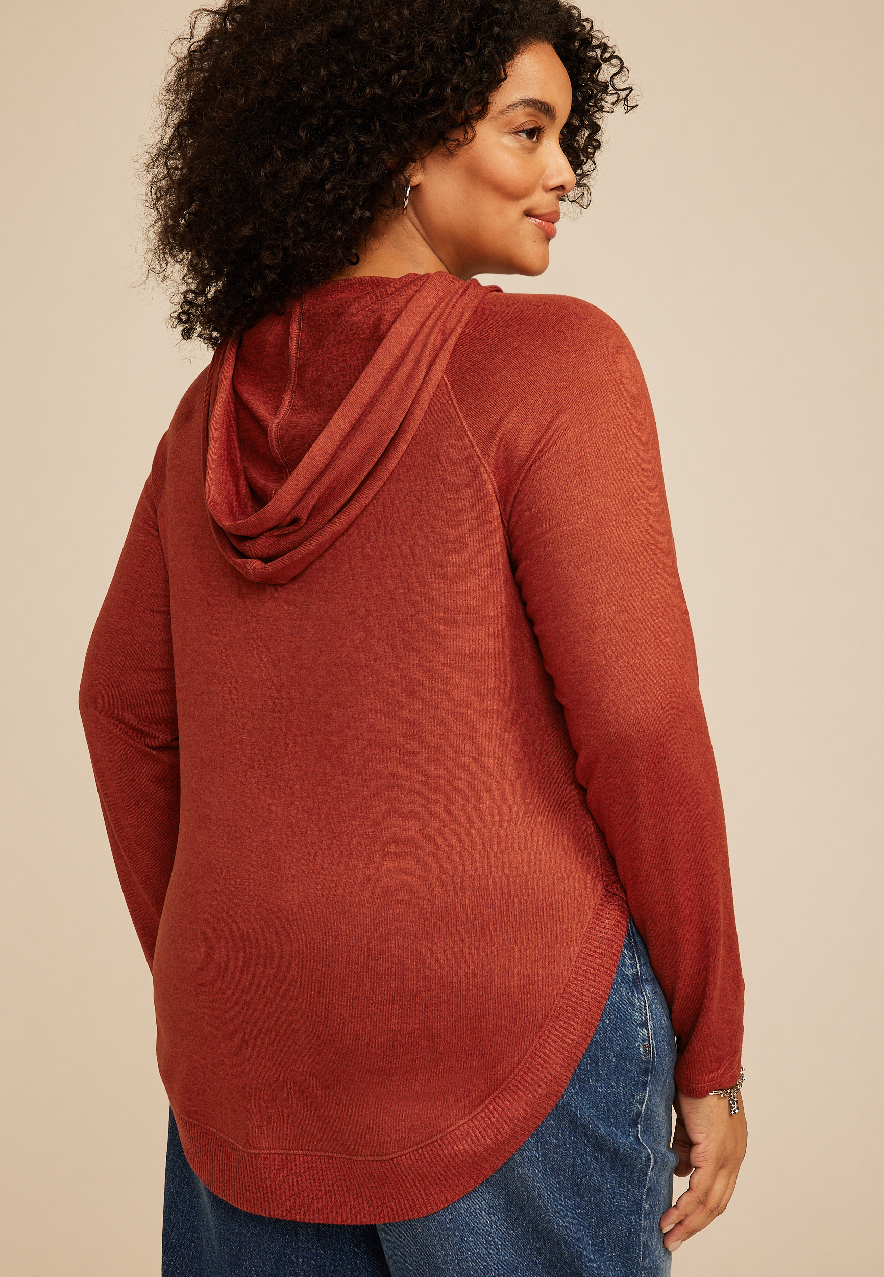 Plus Size Haven Hacci Hoodie, RED EARTH, large