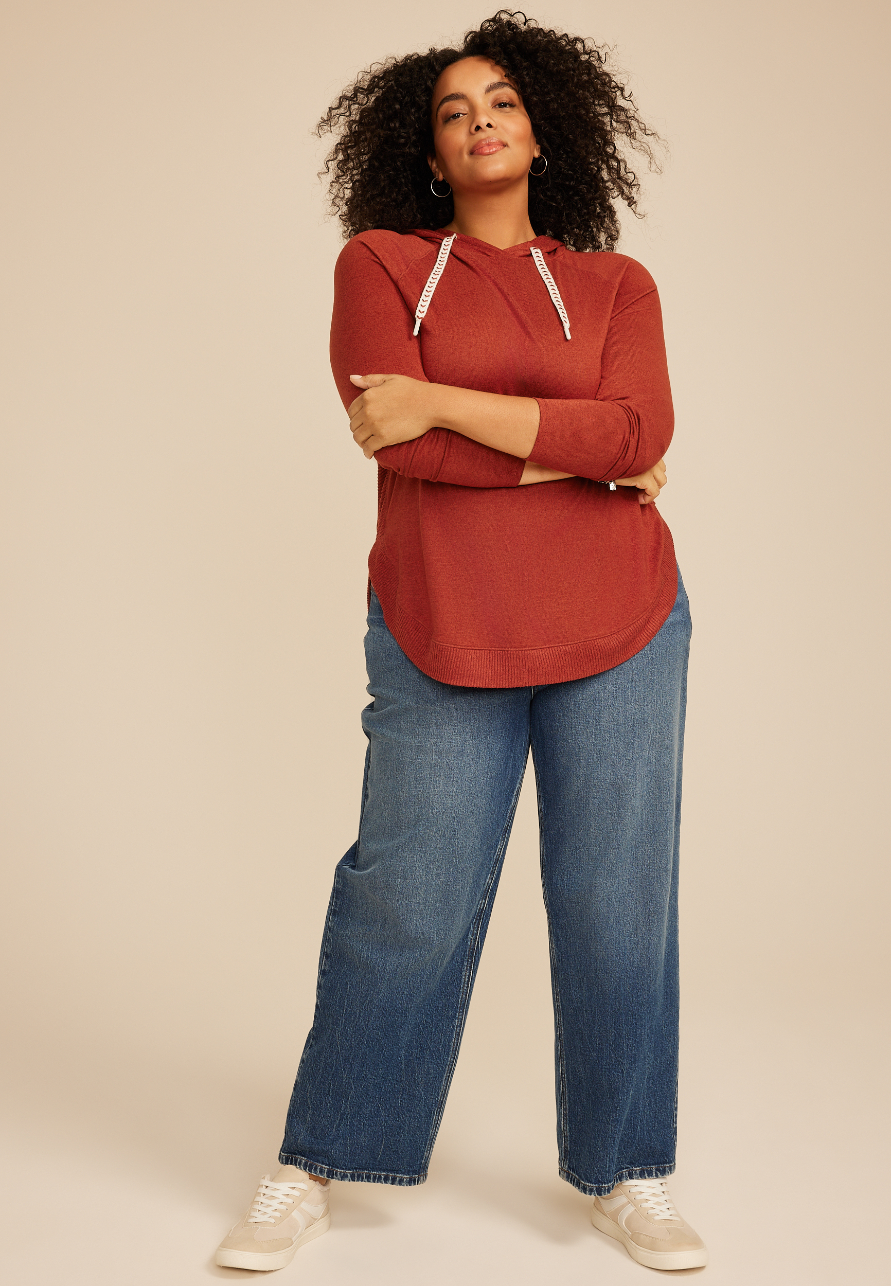 Plus Size Haven Hacci Hoodie, RED EARTH, large
