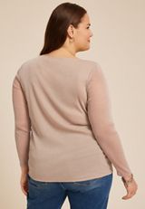 Plus Size Studio Y Shimmer Mesh Long Sleeve Tee, C5590, small