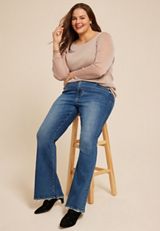 Plus Size Studio Y Shimmer Mesh Long Sleeve Tee, C5590, small