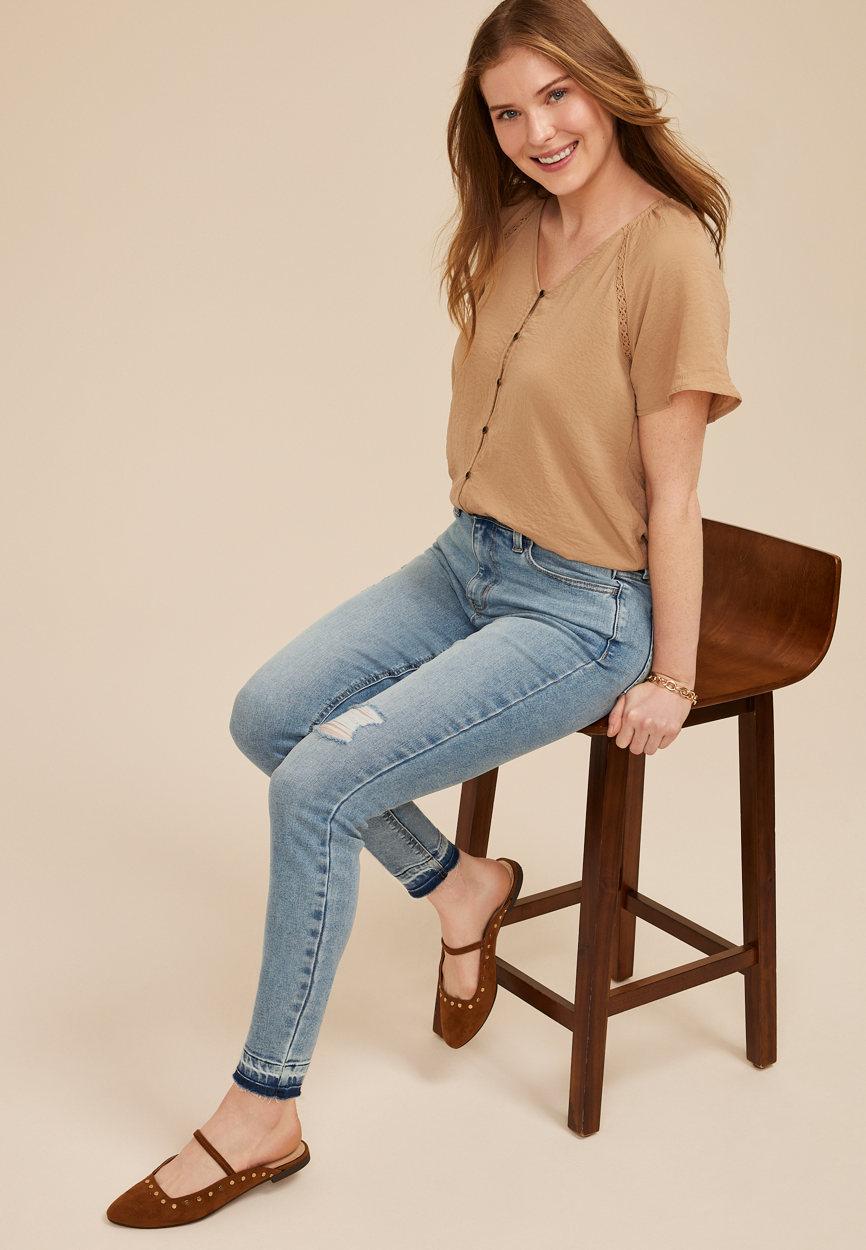 m jeans by maurices&trade; Cool Comfort High Rise Release Hem Ankle Jegging, C3337, large