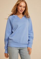 Crochet Mix Relaxed Fit Sweatshirt, C3967, small