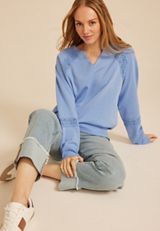 Crochet Mix Relaxed Fit Sweatshirt, C3967, small