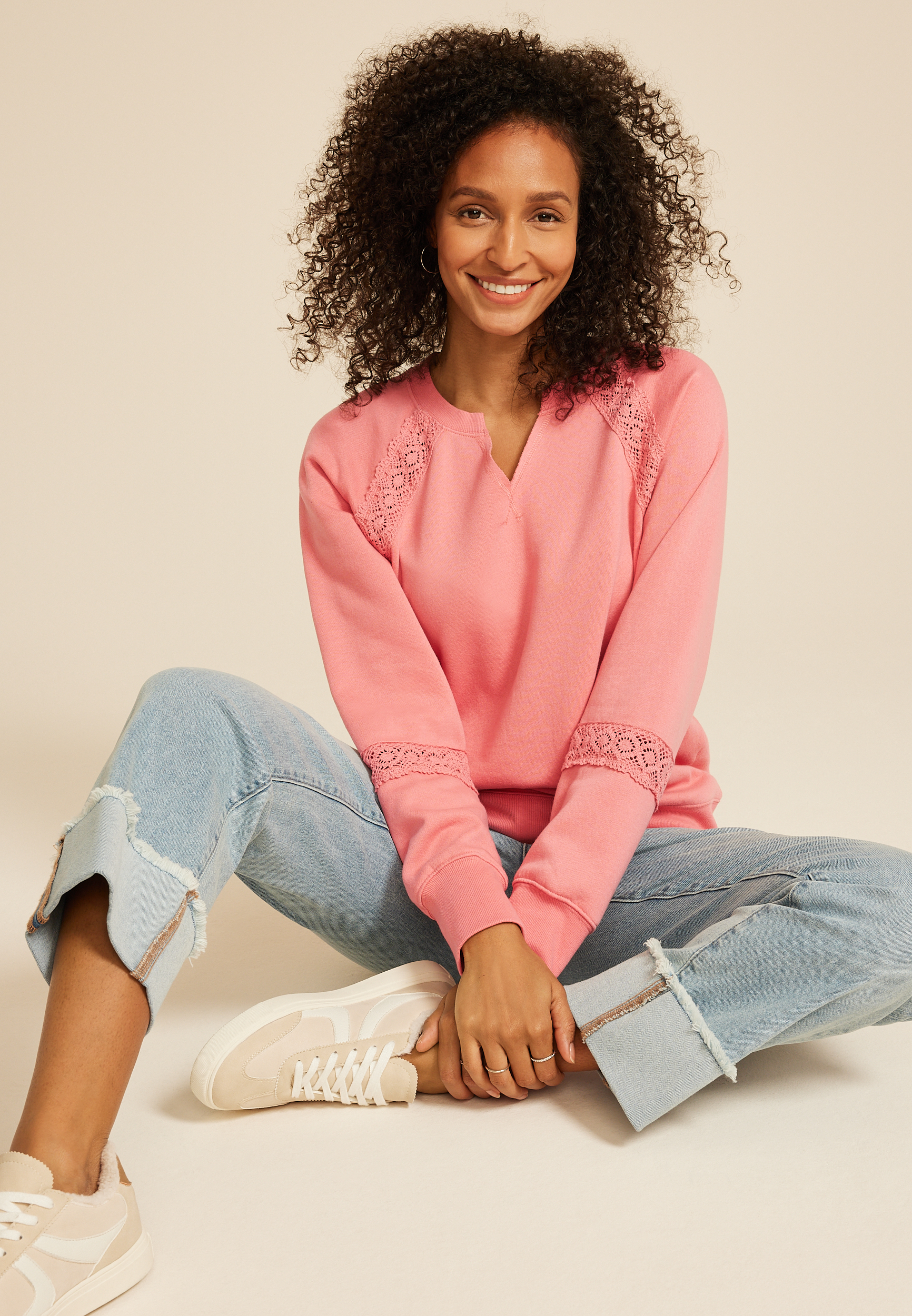 Crochet Mix Relaxed Fit Sweatshirt - thumbnail 6