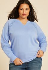 Plus Size Crochet Mix Relaxed Fit Sweatshirt, C3967, small