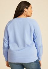 Plus Size Crochet Mix Relaxed Fit Sweatshirt, C3967, small