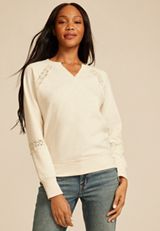 Crochet Mix Relaxed Fit Sweatshirt, C2445, small