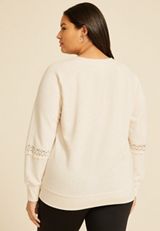 Plus Size Crochet Mix Relaxed Fit Sweatshirt, C2445, small