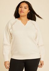 Plus Size Crochet Mix Relaxed Fit Sweatshirt, C2445, small