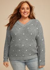 Plus Size Heart Embroidered Sweater, C1942, small