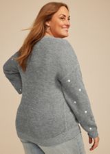 Plus Size Heart Embroidered Sweater, C1942, small