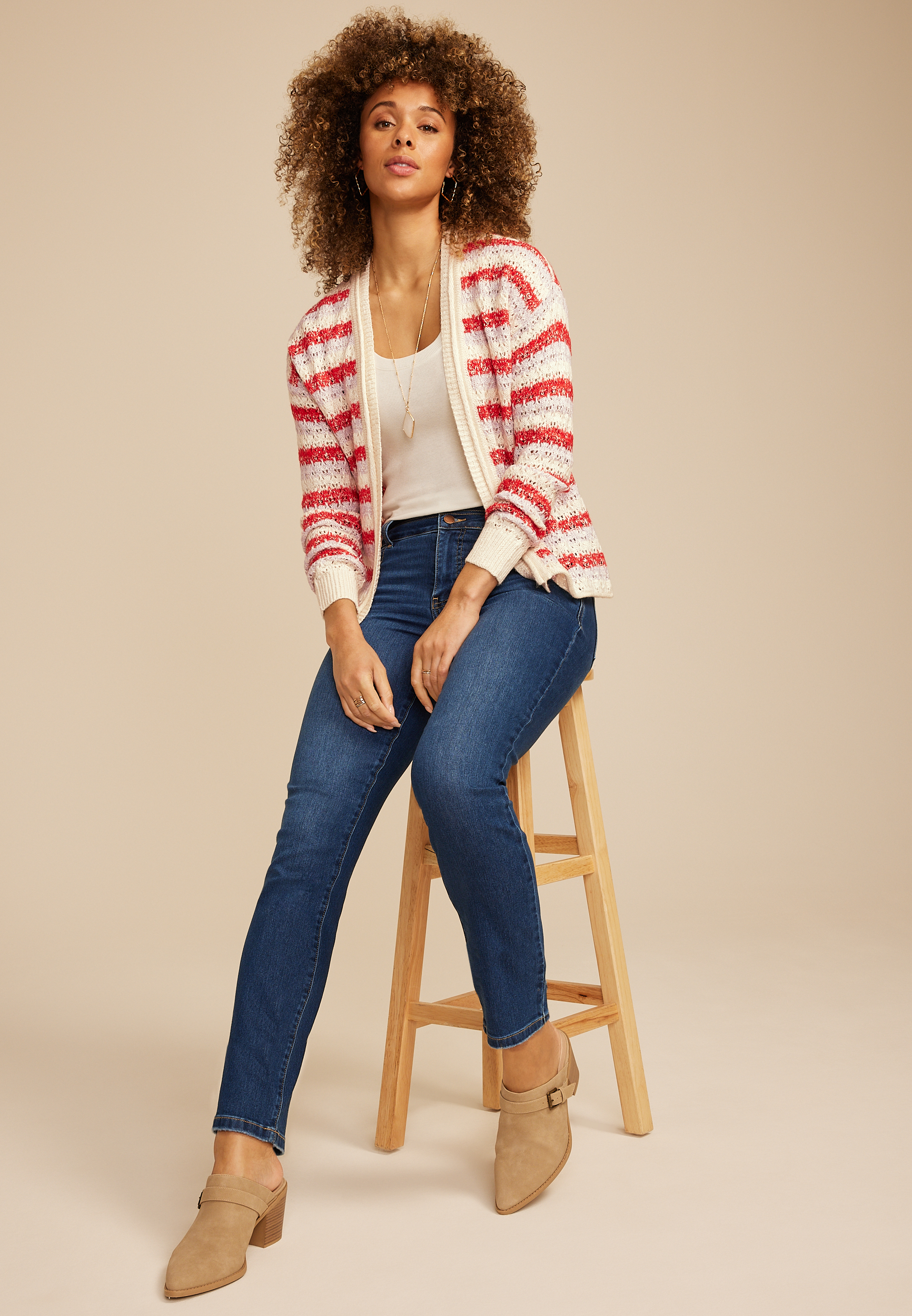 Striped Open Front Cardigan | maurices