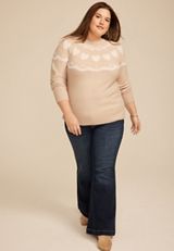 Plus Size Heart Fair Isle Sweater, C6057, small