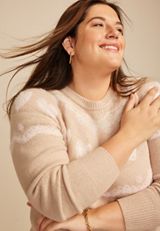 Plus Size Heart Fair Isle Sweater, C6057, small