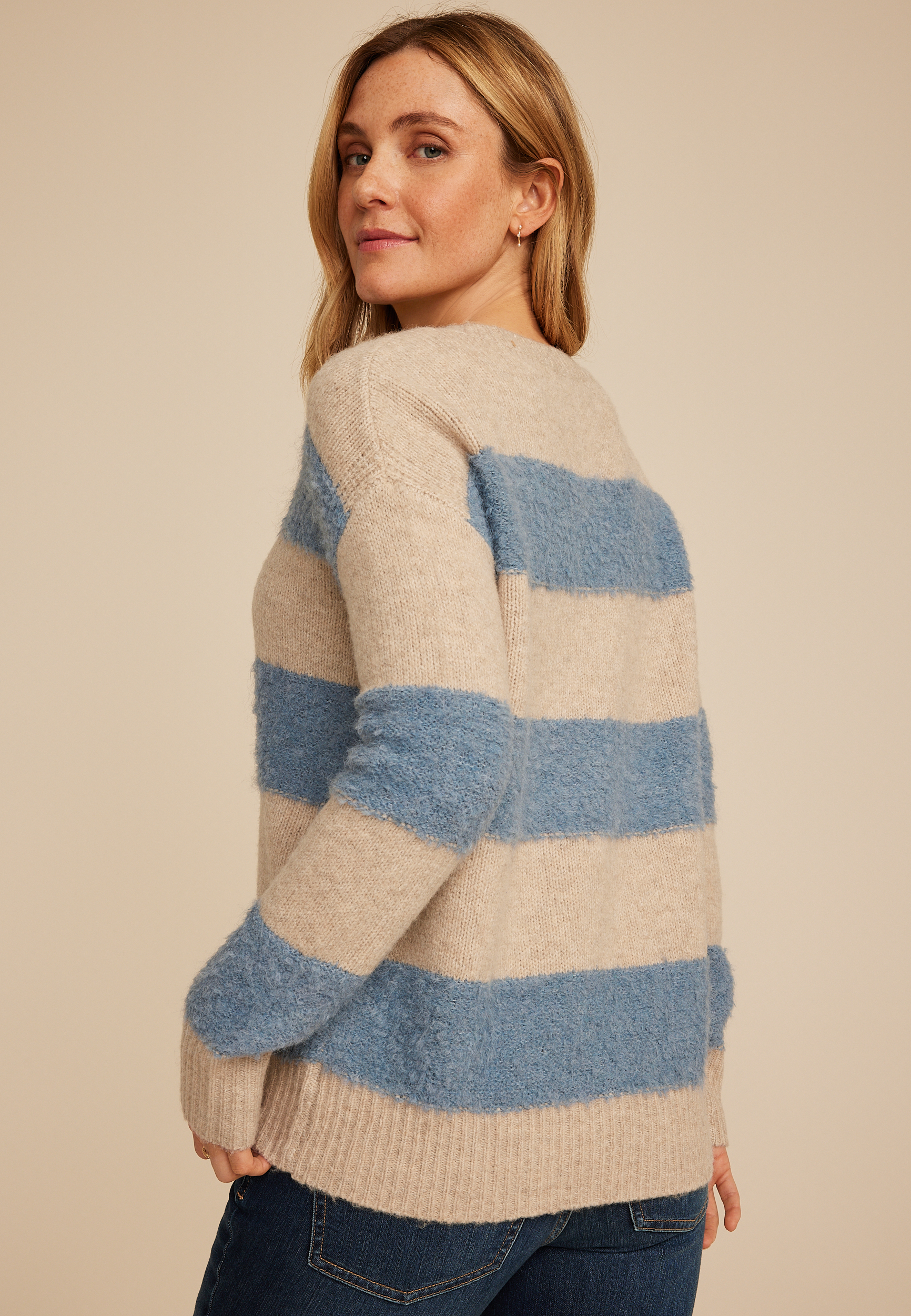 Blue Teddy Striped Sweater, C1008, large