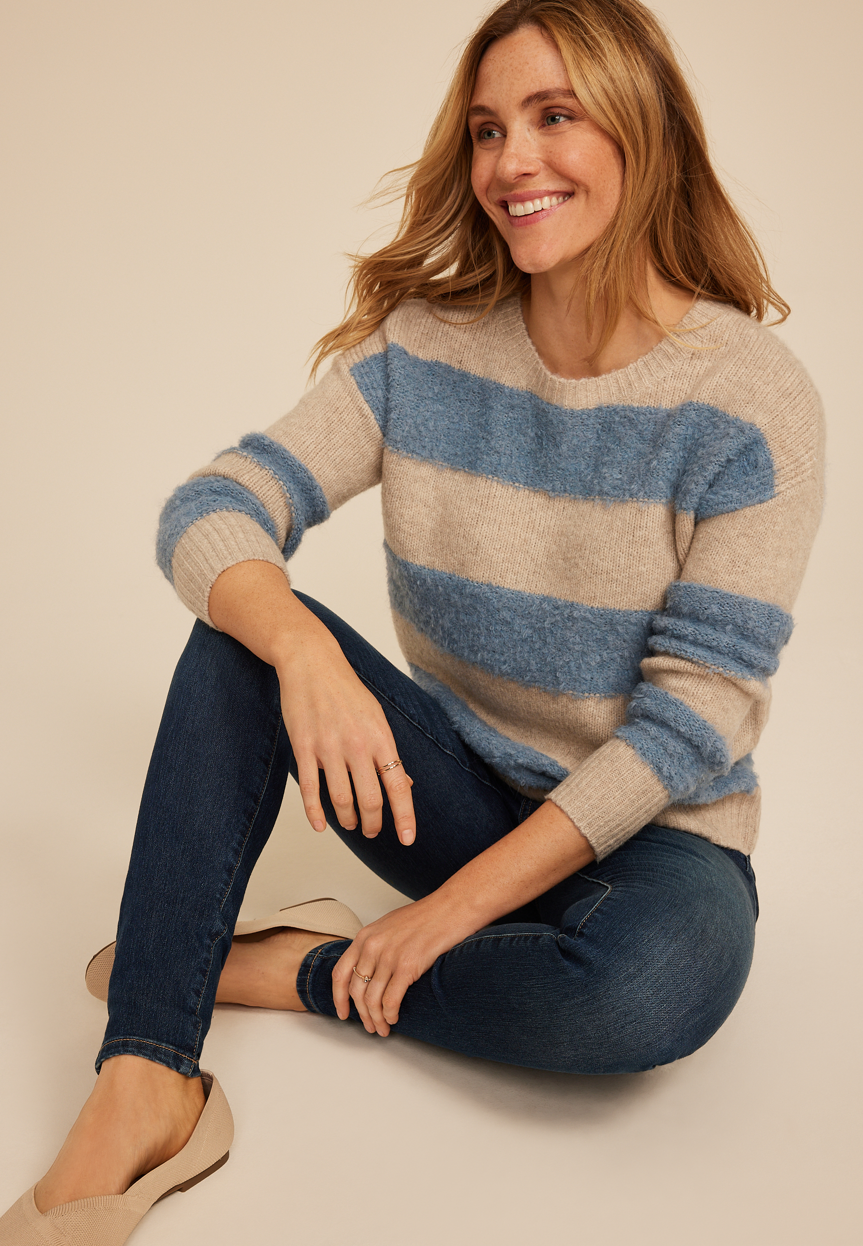 Blue Teddy Striped Sweater, C1008, large