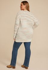 Plus Size Spacedye Striped Open Front Cardigan, C3986, small